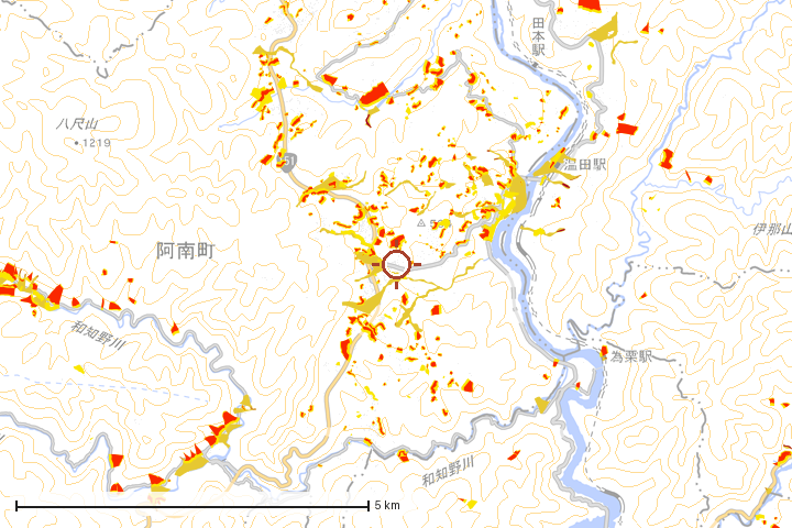 阿南町周辺のハザード重ね図