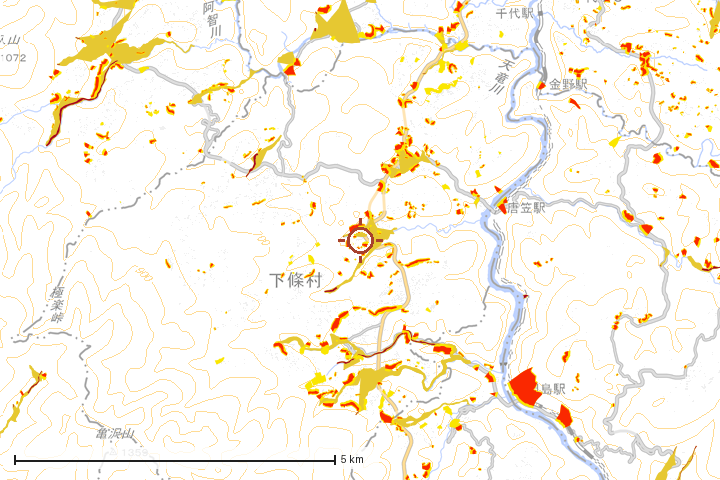 下條村周辺のハザード重ね図