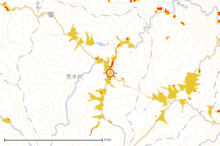 売木村周辺のハザード重ね図