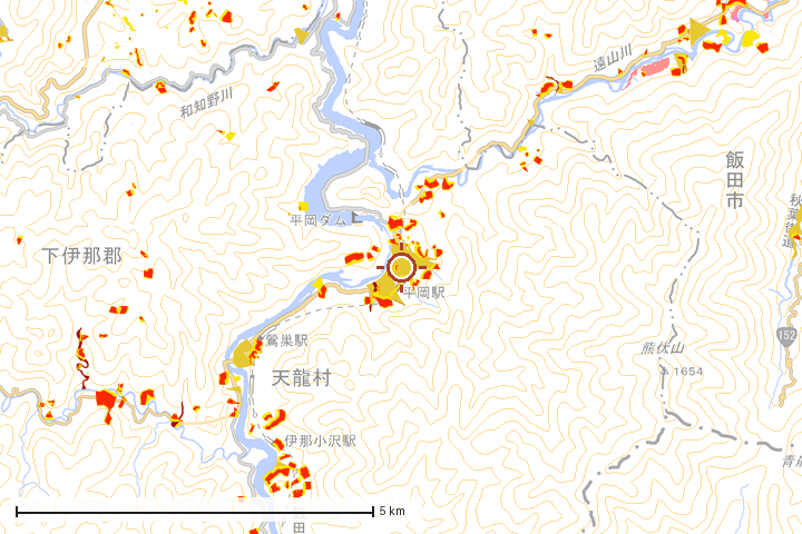 天龍村周辺のハザード重ね図