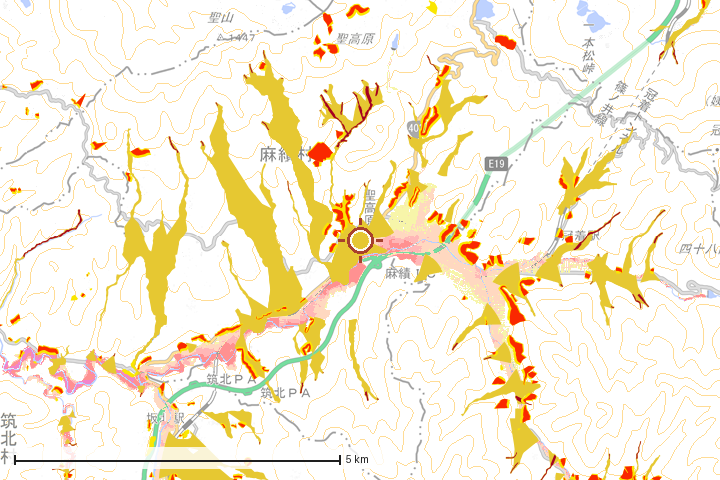 麻績村周辺のハザード重ね図