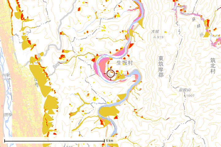 生坂村周辺のハザード重ね図
