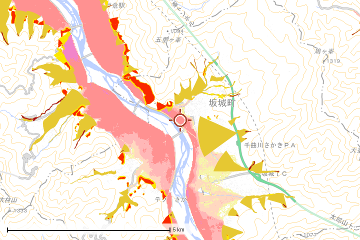 坂城町周辺のハザード重ね図