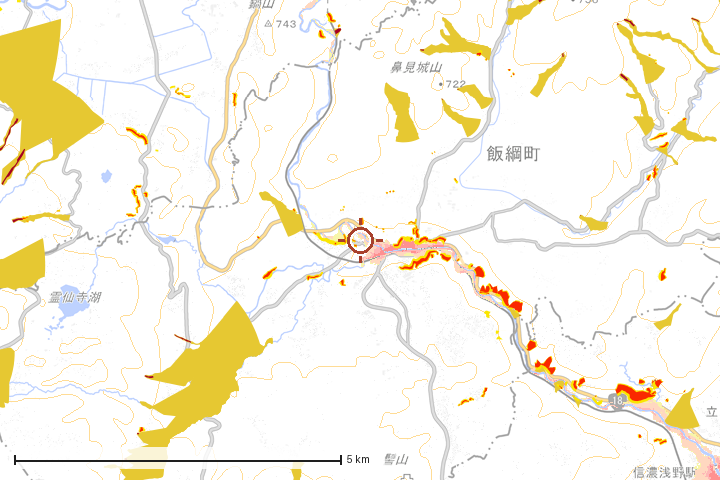 飯綱町周辺のハザード重ね図