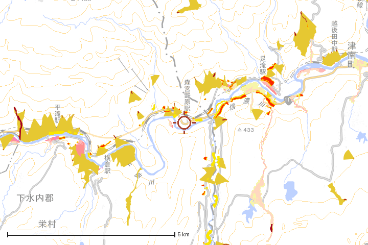 栄村周辺のハザード重ね図