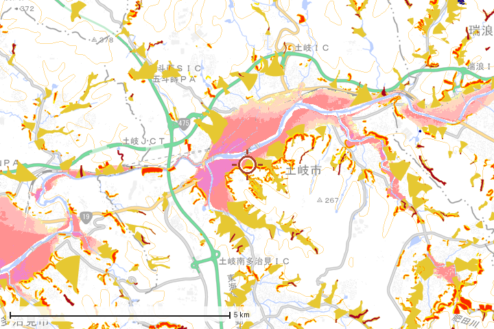 土岐市周辺のハザード重ね図