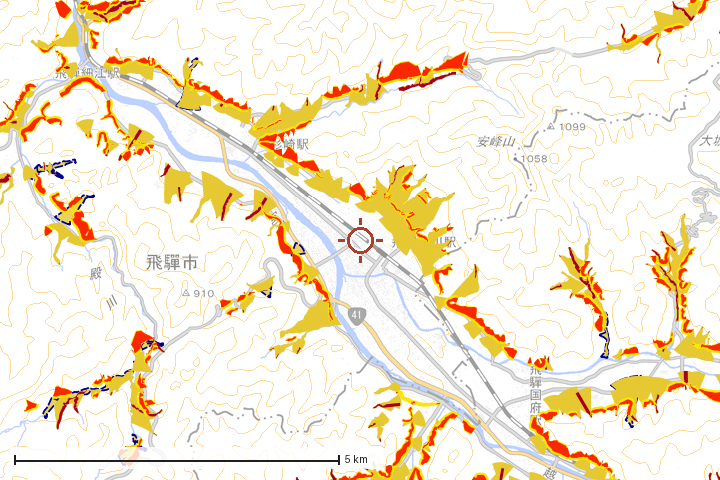 飛騨市周辺のハザード重ね図