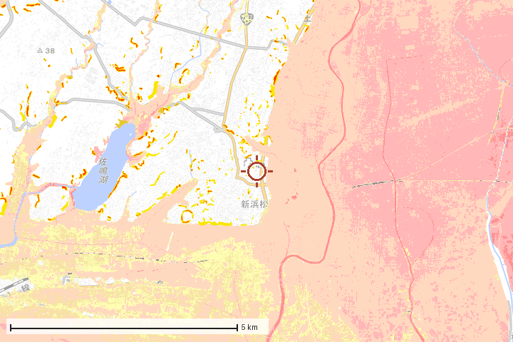 浜松市周辺のハザード重ね図