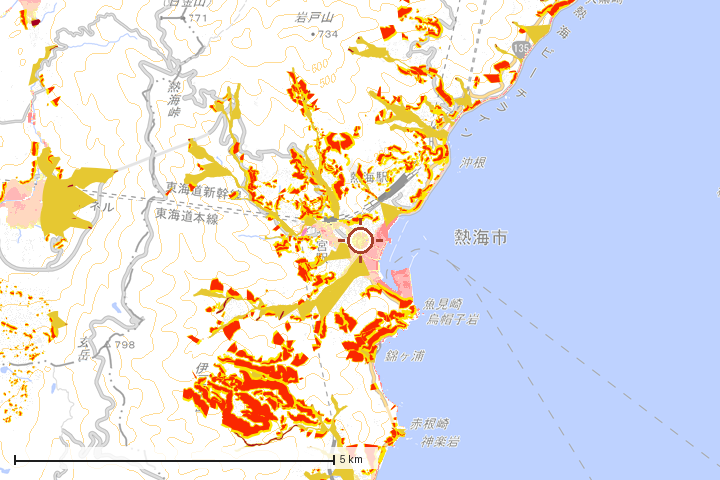 熱海市周辺のハザード重ね図