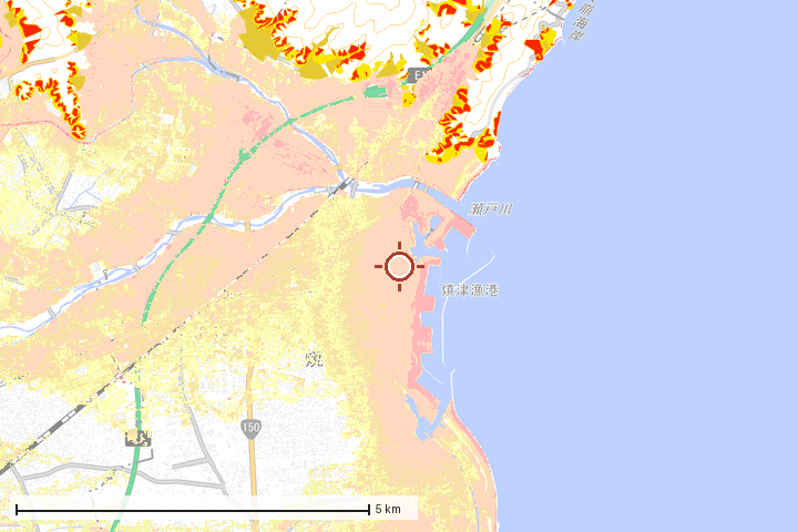 焼津市周辺のハザード重ね図