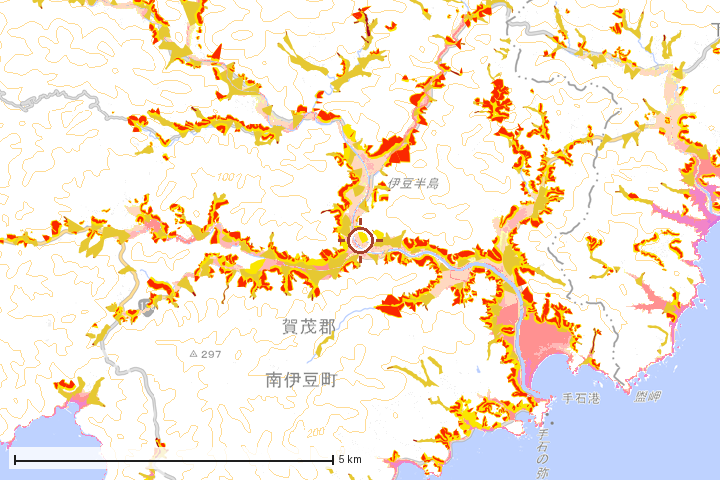 南伊豆町周辺のハザード重ね図