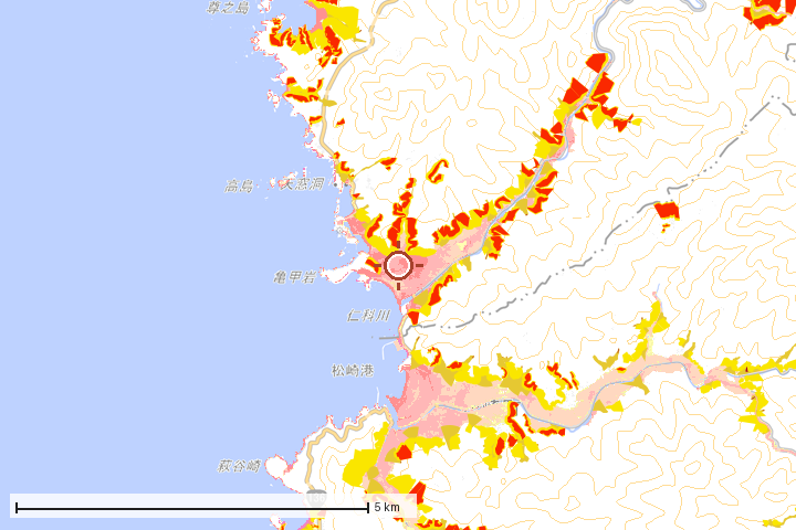 西伊豆町周辺のハザード重ね図