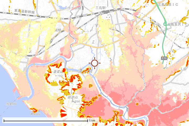 清水町周辺のハザード重ね図