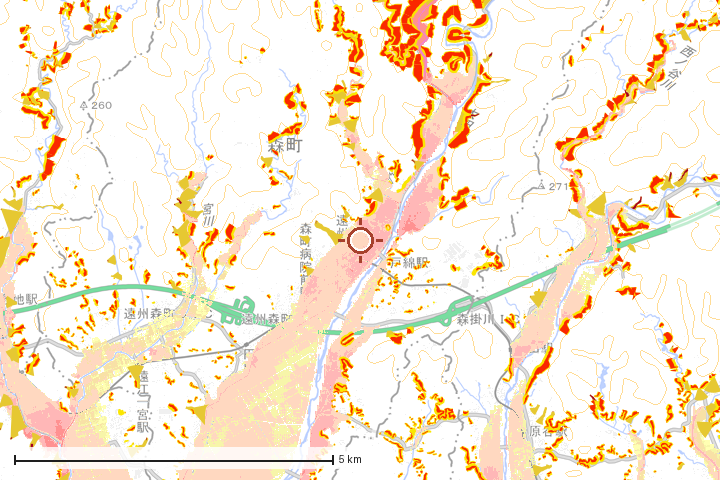 森町周辺のハザード重ね図