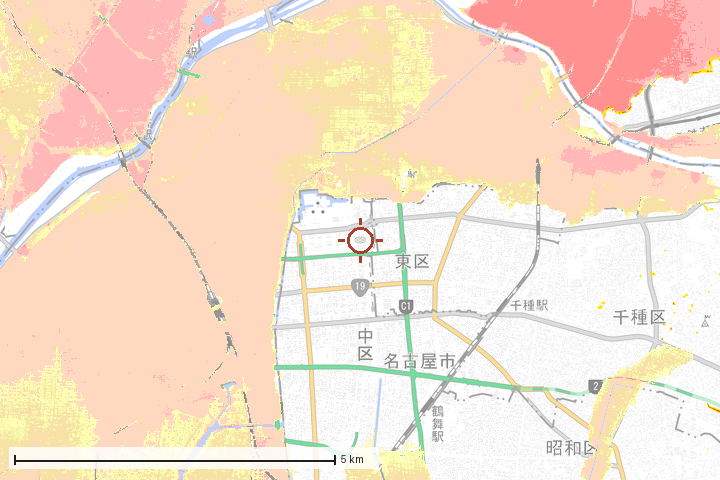 天白区周辺のハザード重ね図