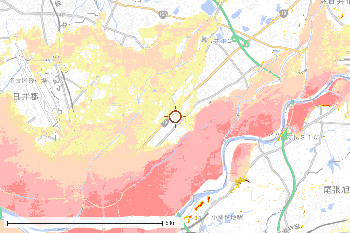 春日井市周辺のハザード重ね図