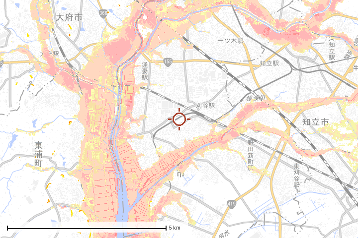 刈谷市周辺のハザード重ね図