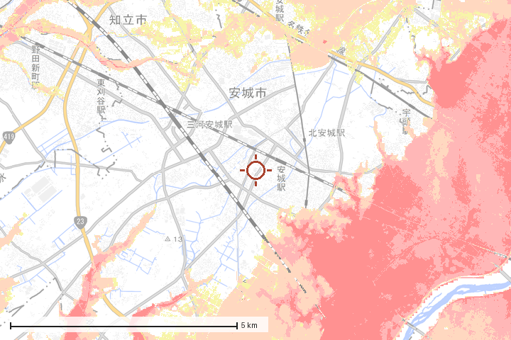 安城市周辺のハザード重ね図