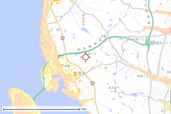 常滑市周辺のハザード重ね図