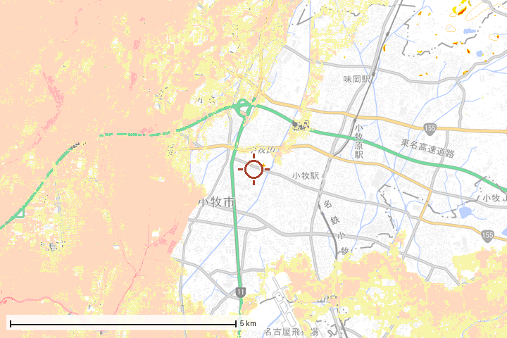 小牧市周辺のハザード重ね図