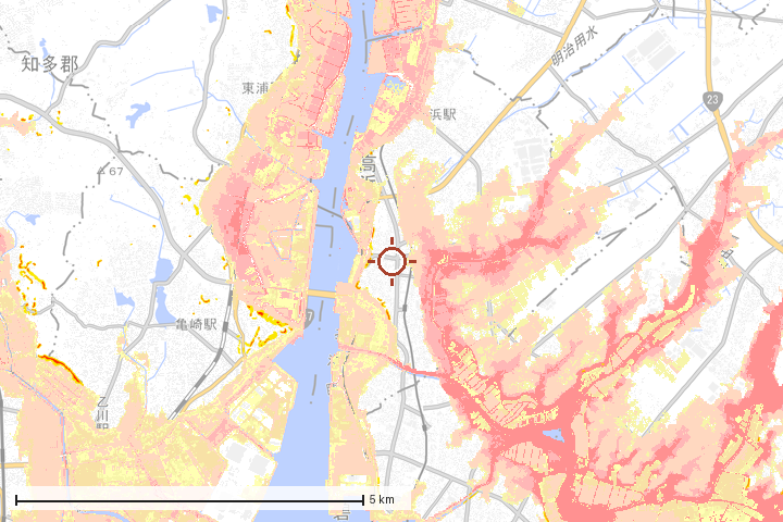 高浜市周辺のハザード重ね図