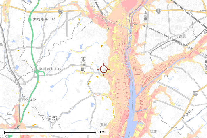 東浦町周辺のハザード重ね図