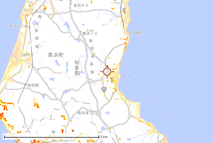美浜町周辺のハザード重ね図