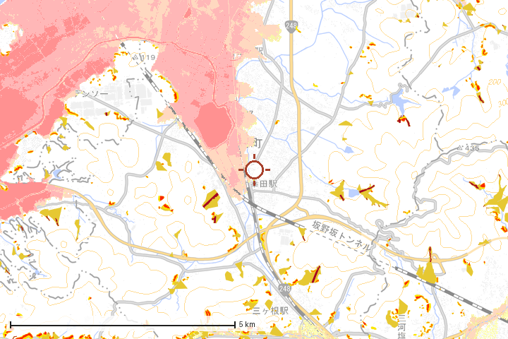 幸田町周辺のハザード重ね図