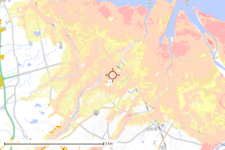 松阪市周辺のハザード重ね図