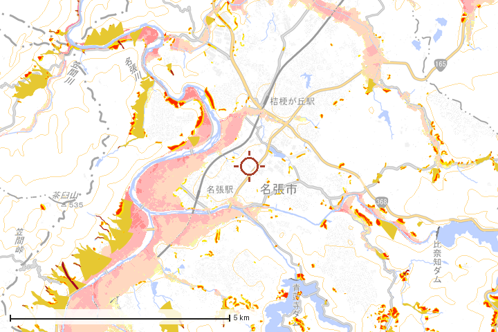 名張市周辺のハザード重ね図