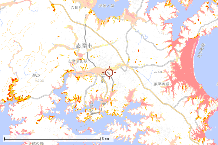 志摩市周辺のハザード重ね図