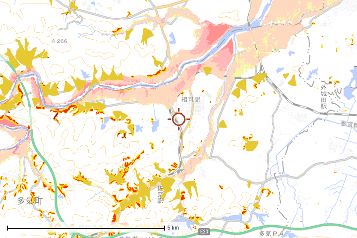 多気町周辺のハザード重ね図