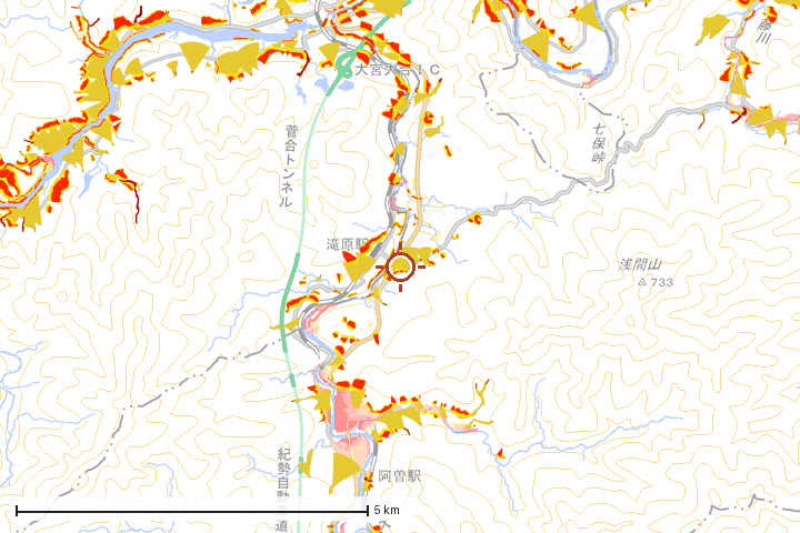 大紀町周辺のハザード重ね図