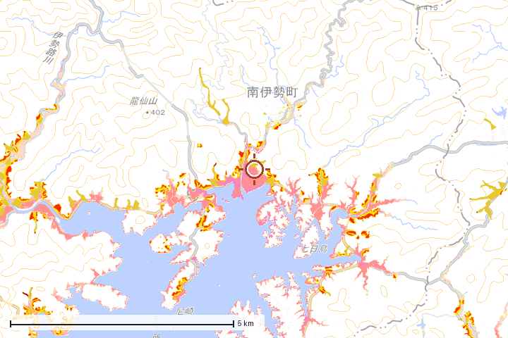 南伊勢町周辺のハザード重ね図