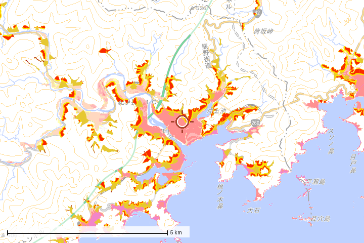 紀北町周辺のハザード重ね図