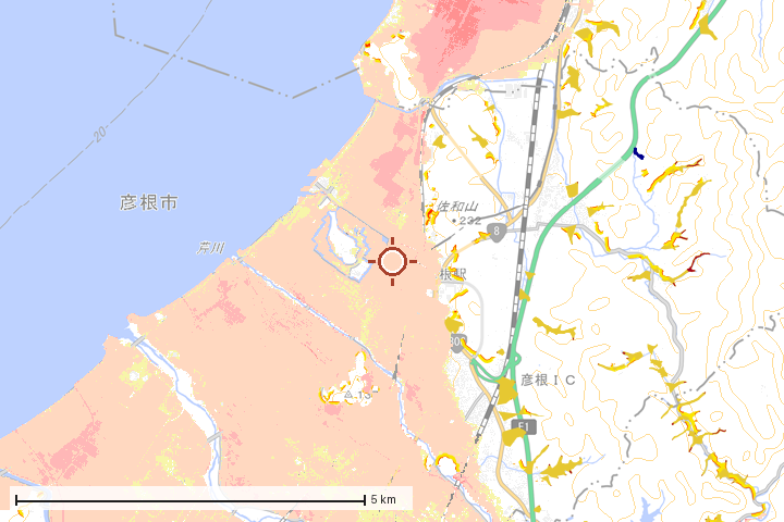 彦根市周辺のハザード重ね図
