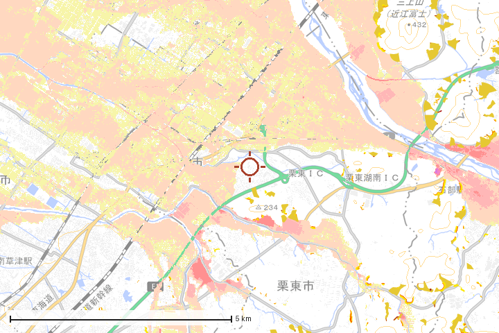 栗東市周辺のハザード重ね図