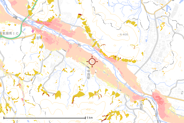 湖南市周辺のハザード重ね図