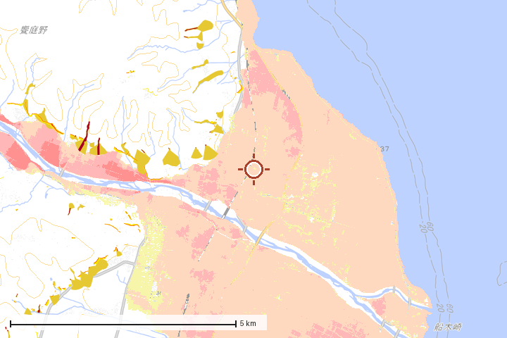 高島市周辺のハザード重ね図