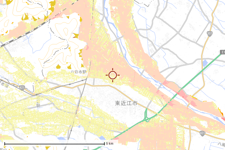 東近江市周辺のハザード重ね図