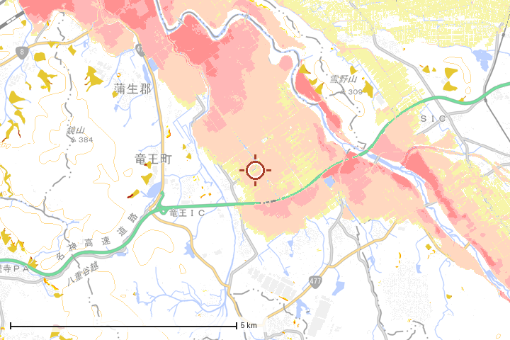 竜王町周辺のハザード重ね図