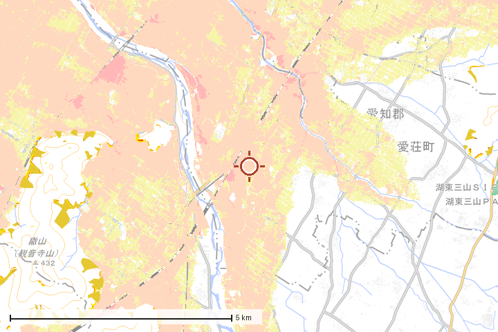 愛荘町周辺のハザード重ね図