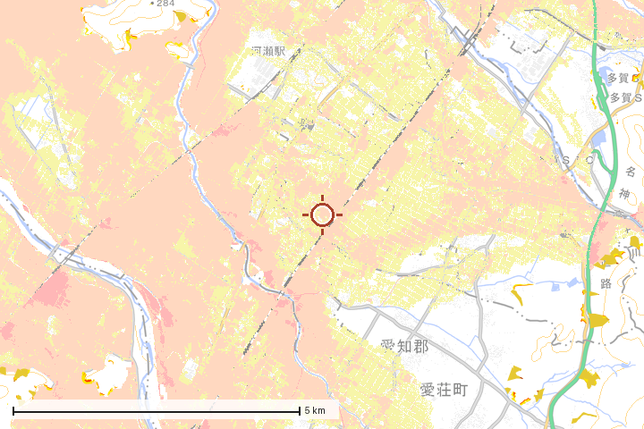 豊郷町周辺のハザード重ね図