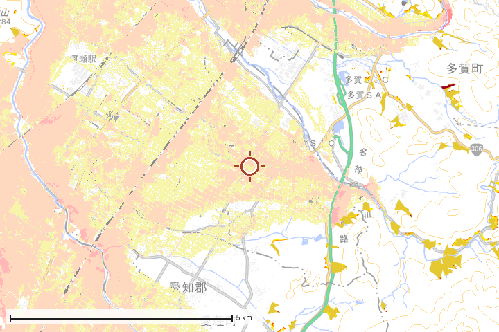 甲良町周辺のハザード重ね図