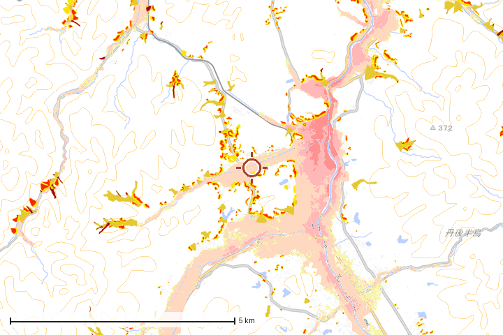 京丹後市周辺のハザード重ね図
