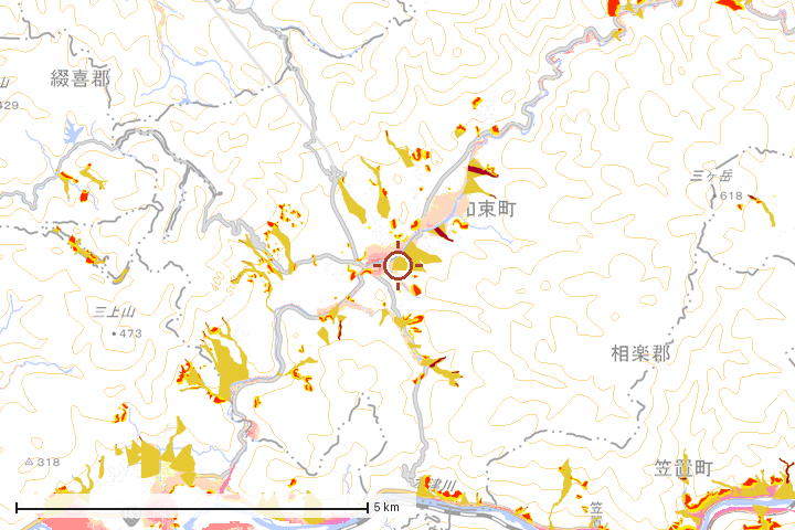 和束町周辺のハザード重ね図