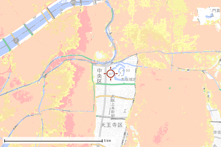 鶴見区周辺のハザード重ね図