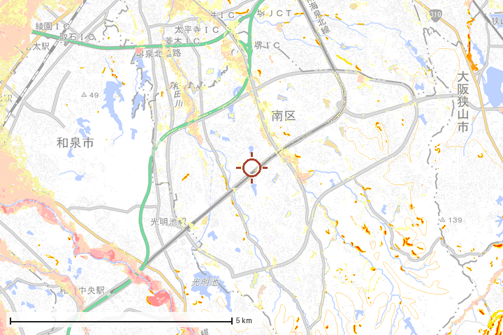 堺市南区周辺のハザード重ね図