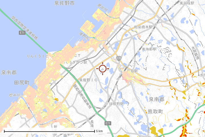 泉佐野市周辺のハザード重ね図