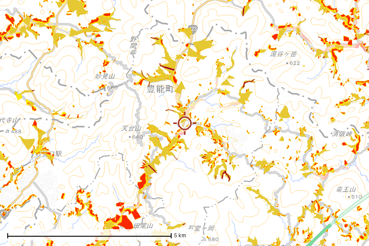 豊能町周辺のハザード重ね図